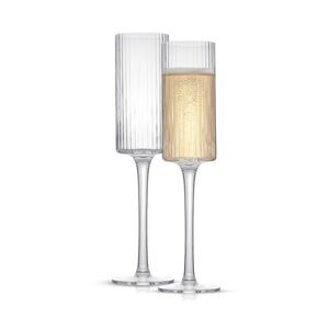 JoyJolt Elle Fluted Cylinder Champagne Glasses Set